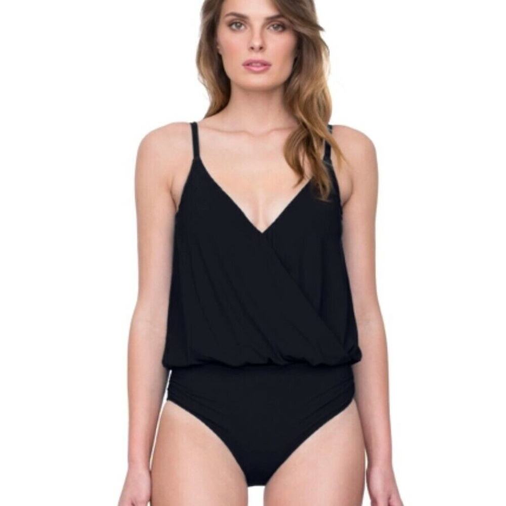 Gottex Black Blouson One-Piece Swimsuit